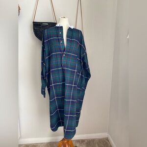 Vintage Nautica Plaid Long Sleeve Sleep Dress, Size L/XL